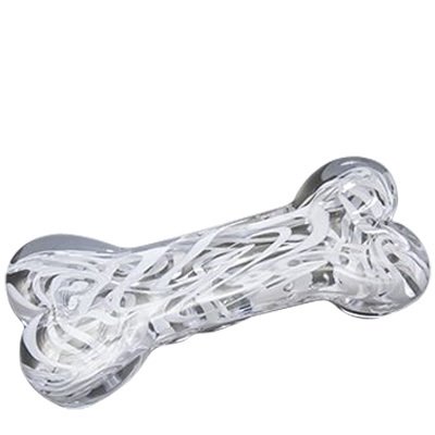 White Glass Pet Cremation Bone